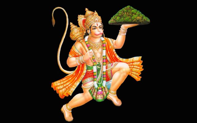 lord hanuman with sanjeevni parvat