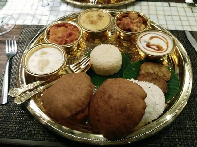 vrat thali with lots of food