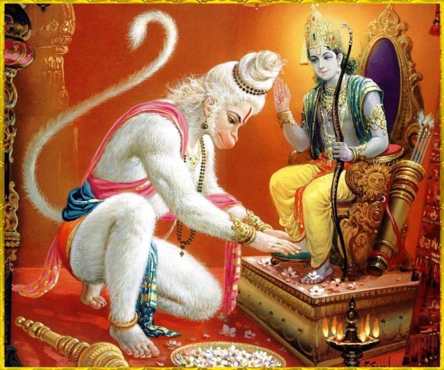 hanuman ji shri raam touching feet for blessings