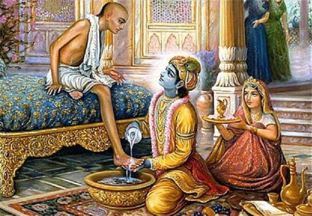 bhagwan shri krishna washing sudama feet